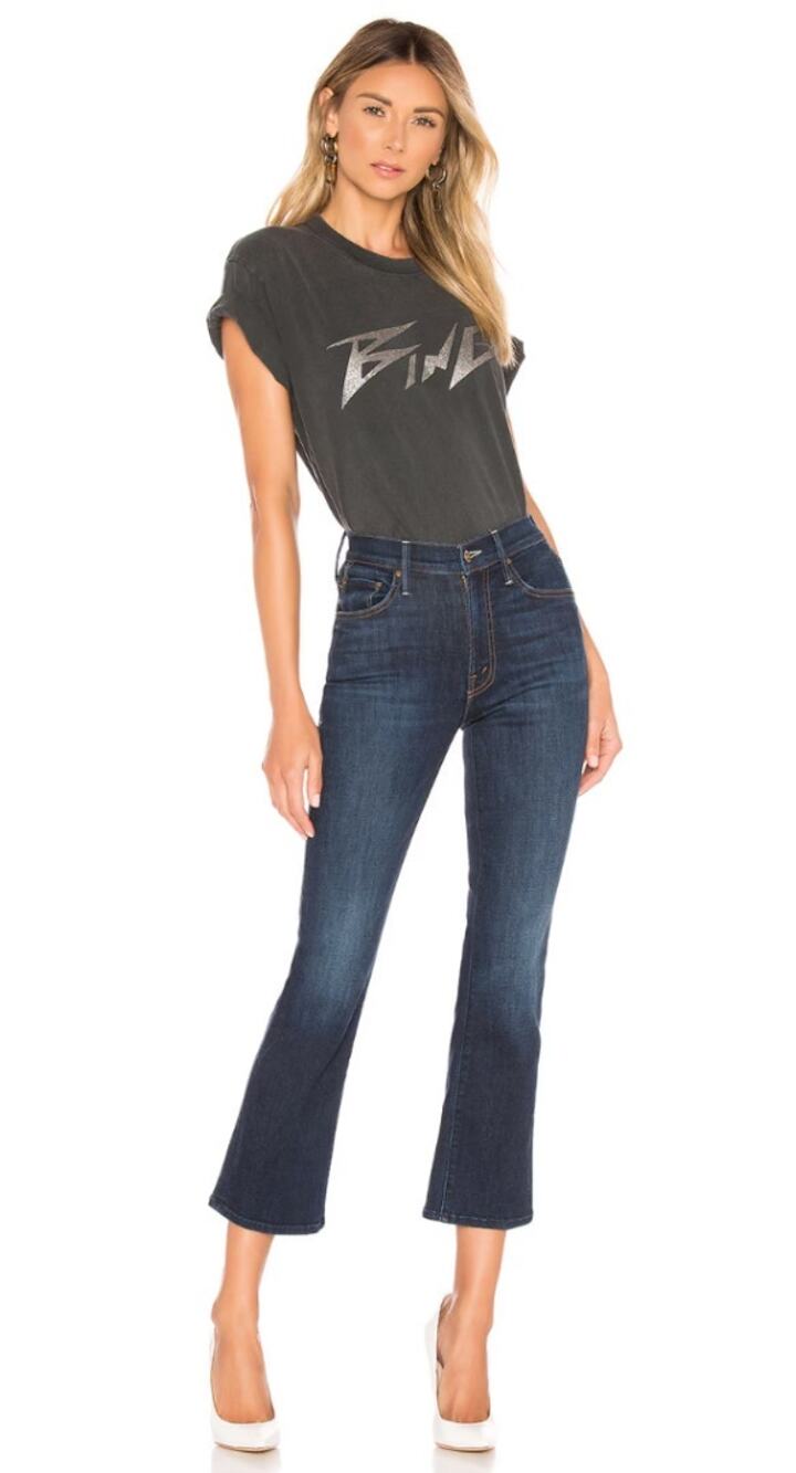 MOTHER | The Outsider Crop in Up Your Alley Dark Wash Cropped Flare Jeans 24